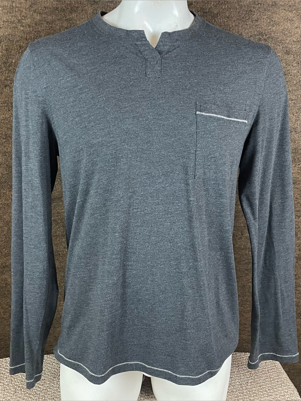 Lahgo Shirt Mens Medium Grey Pima Cotton Long Sleeve Lightweight B38